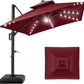 Tier Square Cantilever Patio Umbrella with Solar LED Lights
