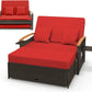 Daybed Chaise Lounger w/4-Level Adjustable Backrest & Retractable Trays