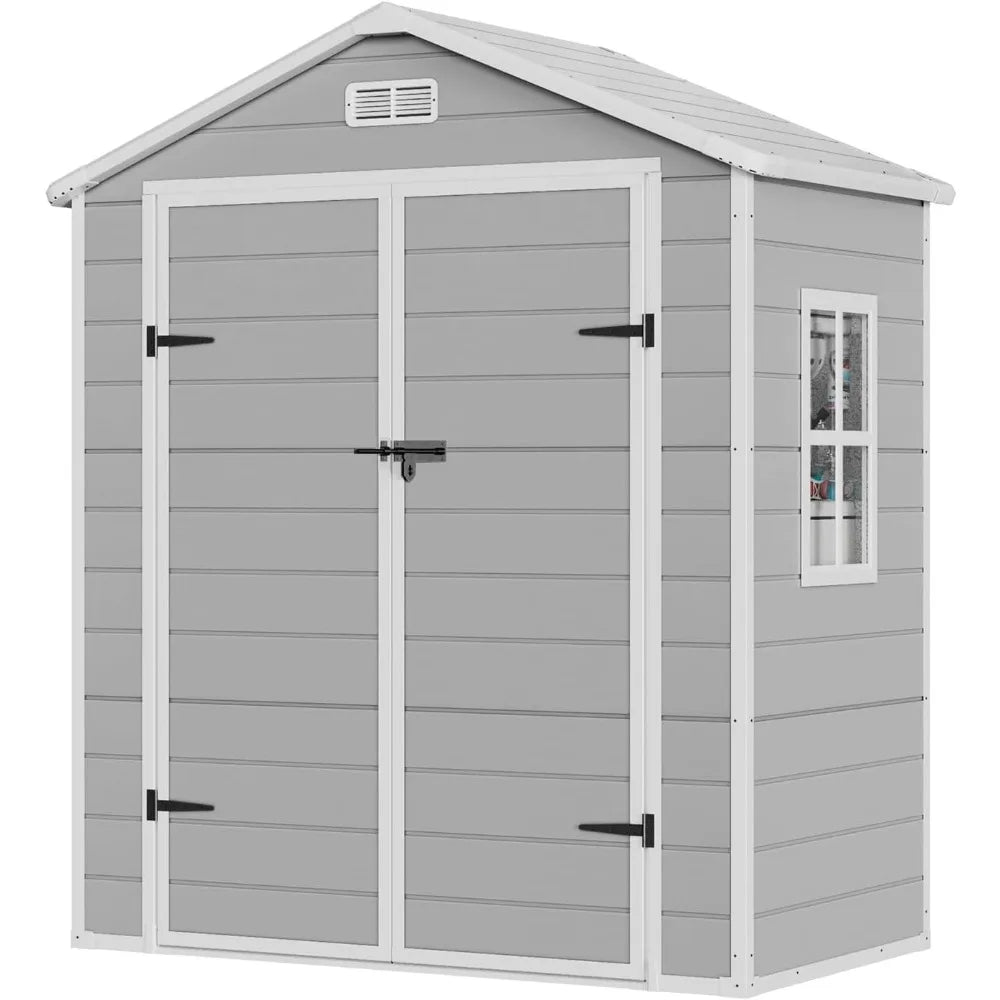 Resin Storage Shed with Floor, Window, and Double Lockable Doors