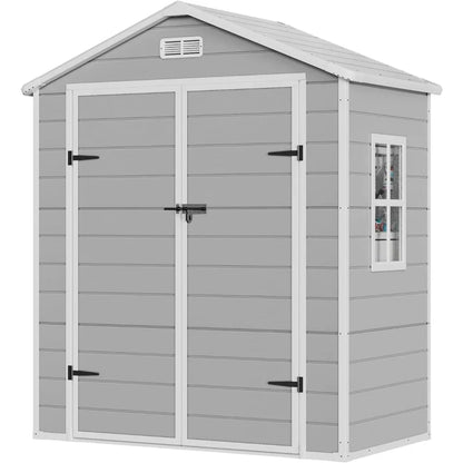 Resin Storage Shed with Floor, Window, and Double Lockable Doors