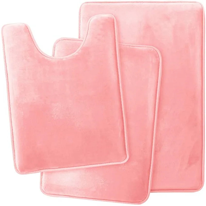 Non-Slip Velvet Bath Mat Set