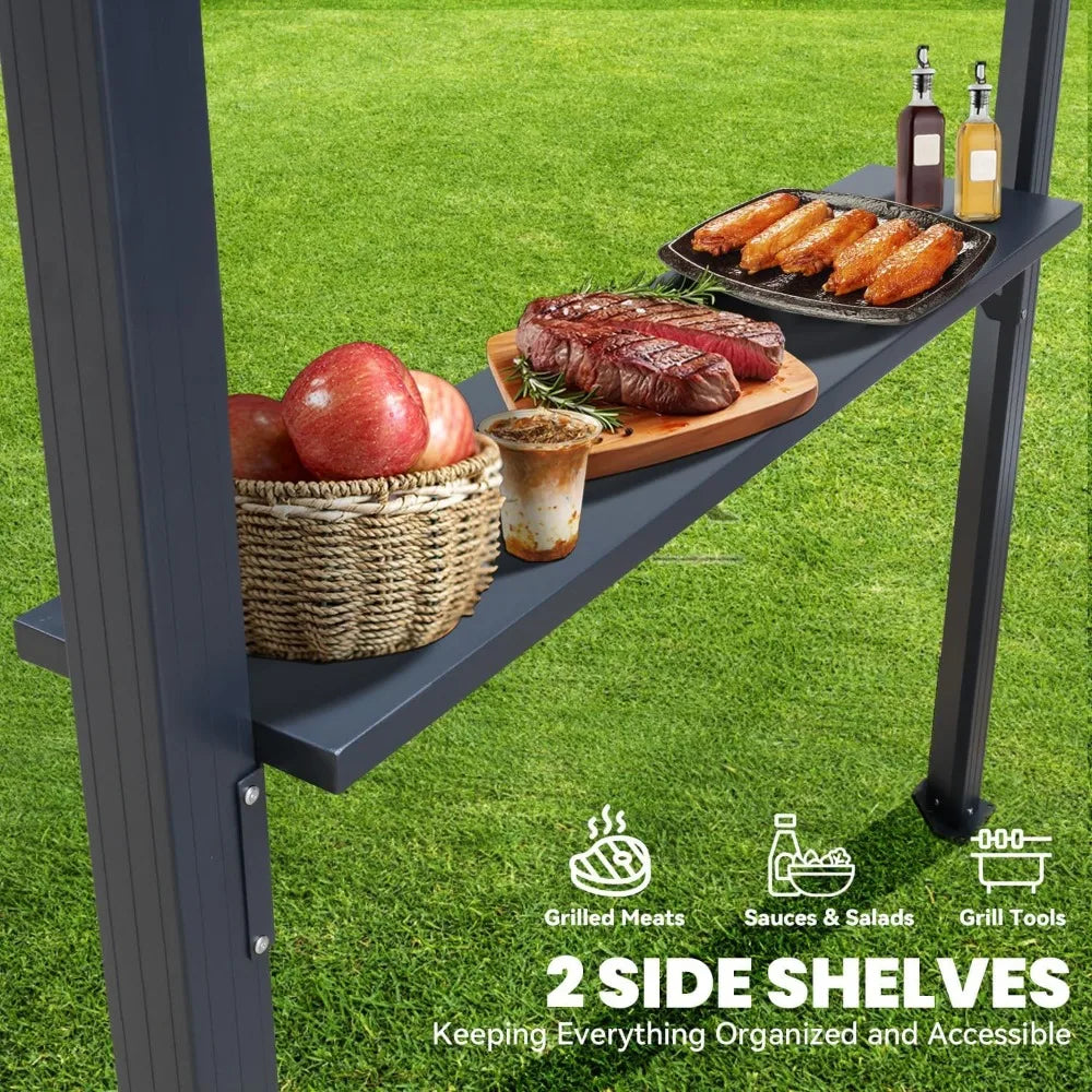 Grill Waterproof Pergola with Adjustable Louvered Roof