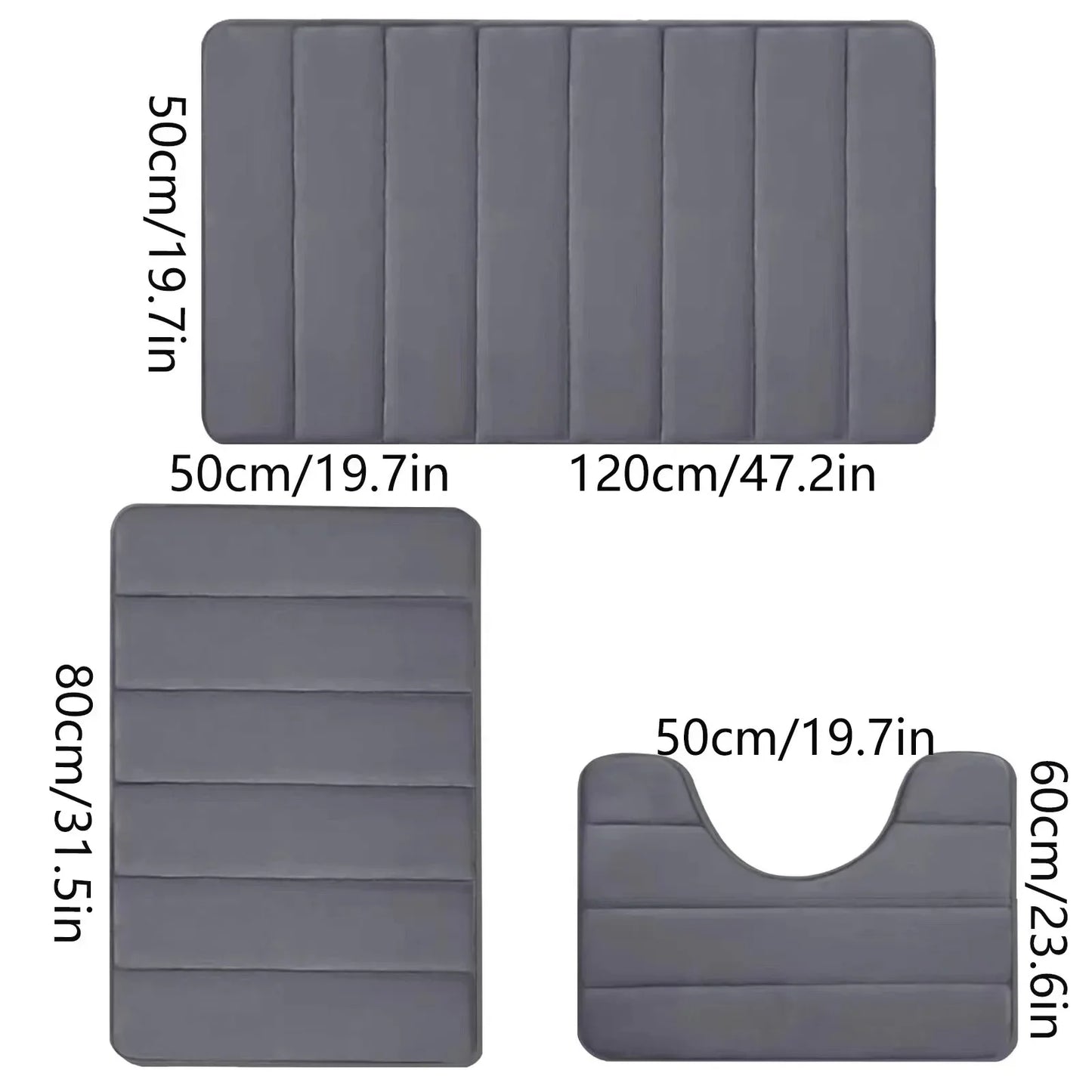 Non- Slip Microfiber Memory Foam Bath Mat Set