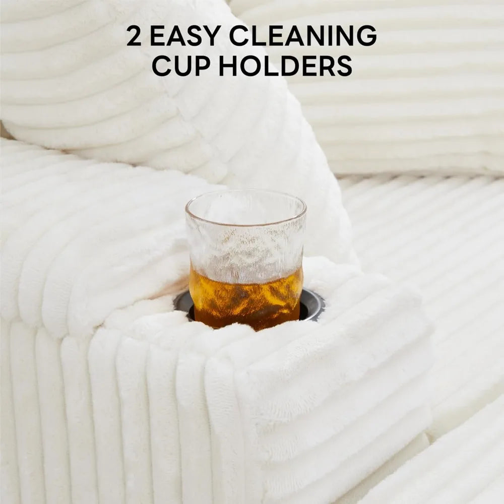 Oversized Chaise Lounge Chair with Cup Holder and Charging Port