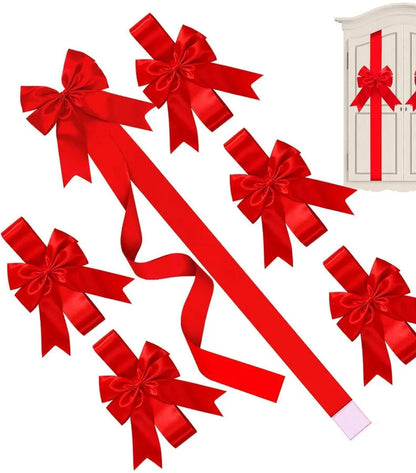 Large Cabinet Door Red Ribbon Bows