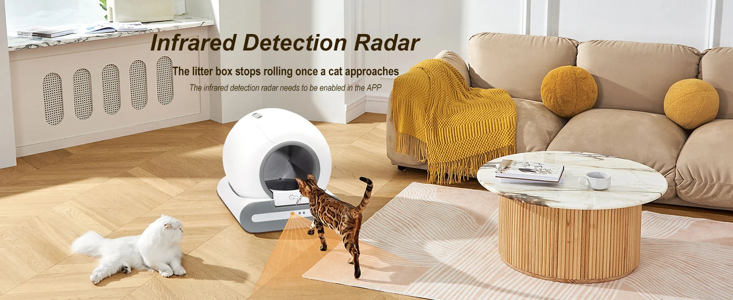Automatic Cat Litter Box with Smart App Control and Litter Mat