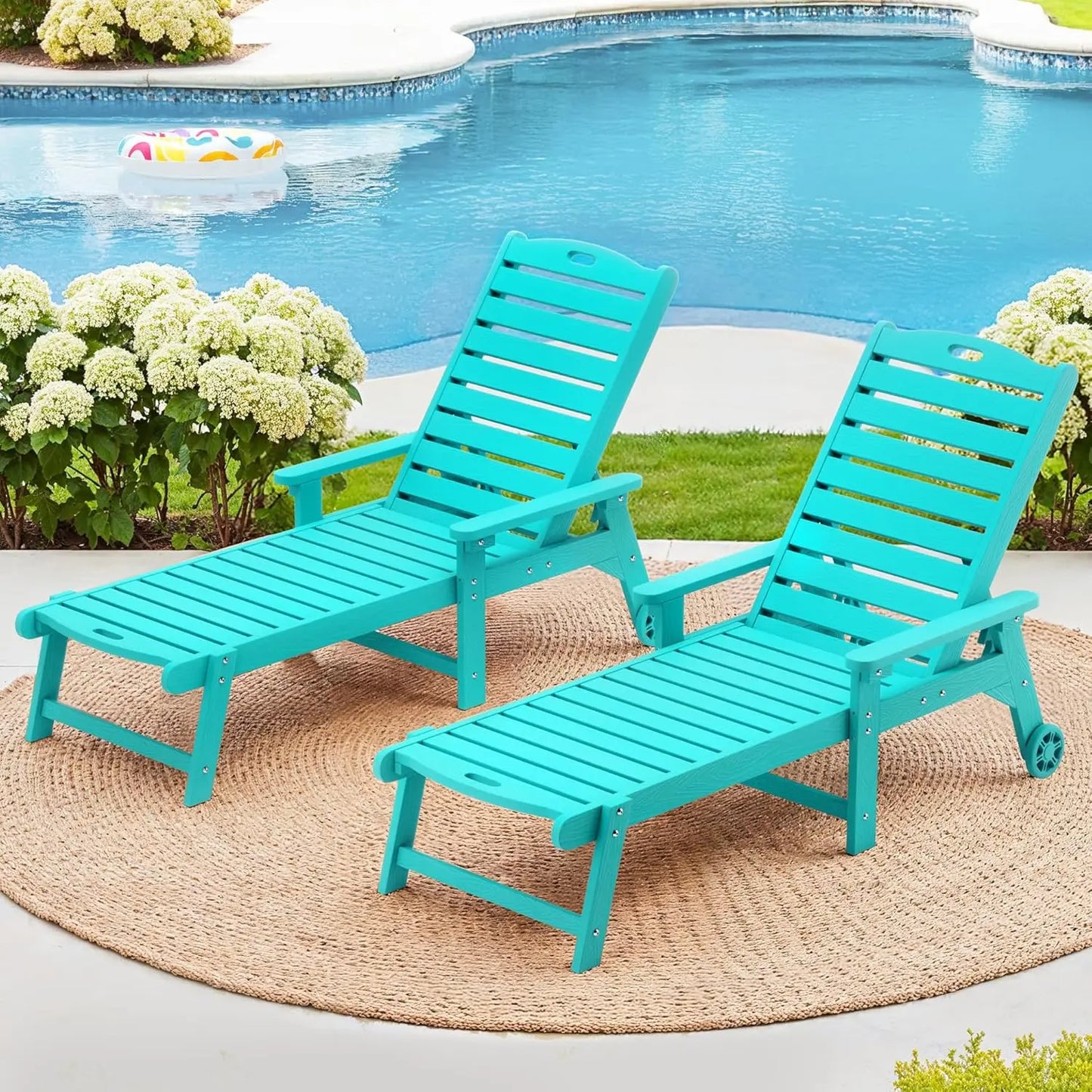 Wood Chaise Lounger with Wheels