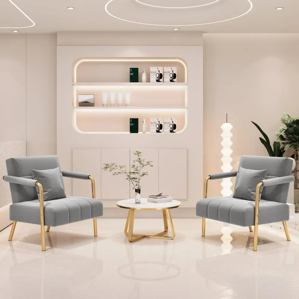 Oversized  Velvet Armchair with Pillow