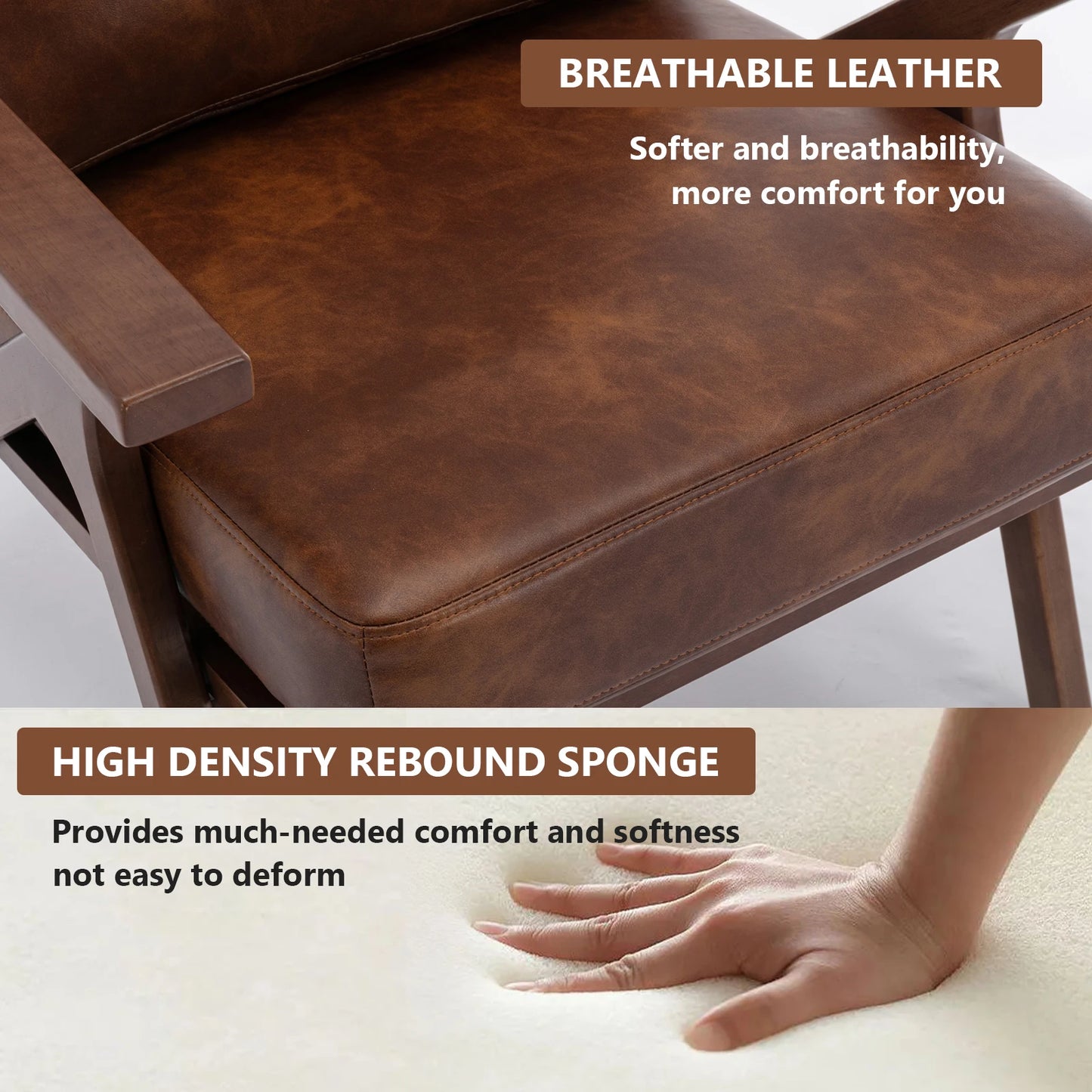 Upholstered Leather Cushions Accent Chair