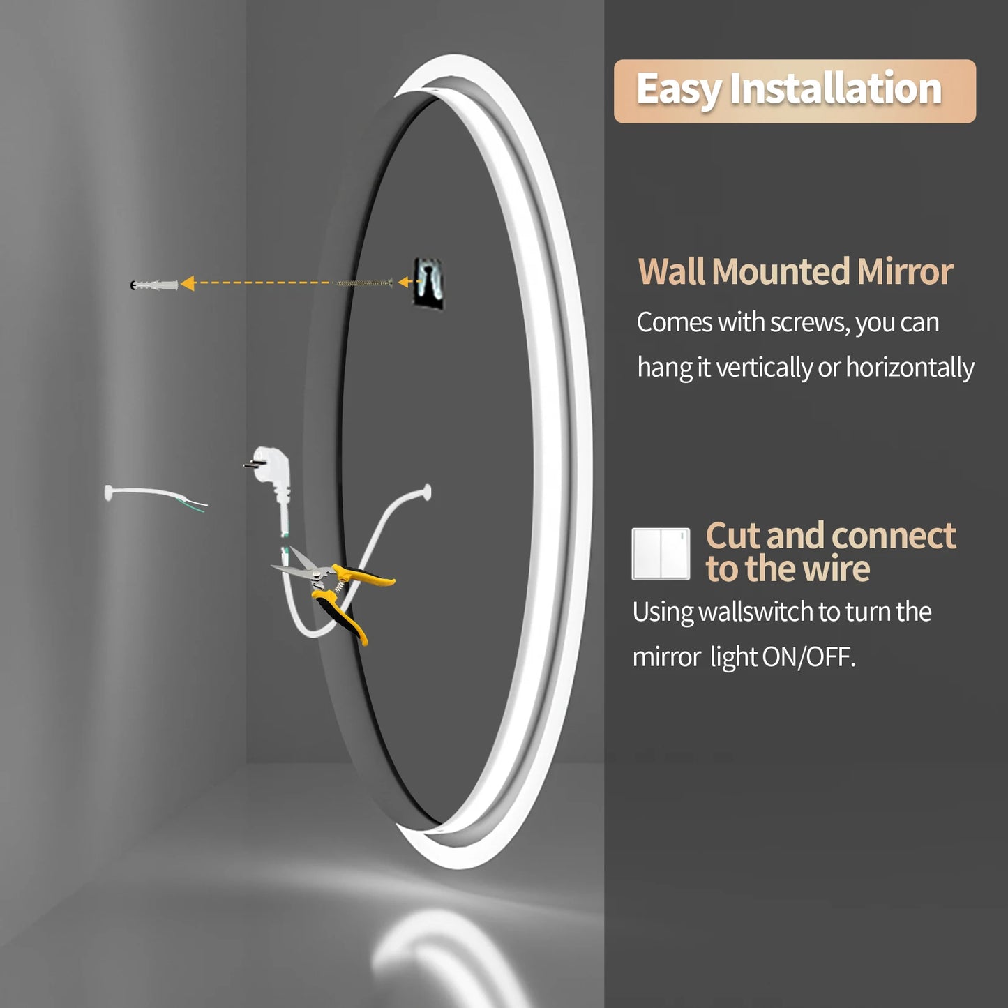 Smart LED Technology Round Mirror