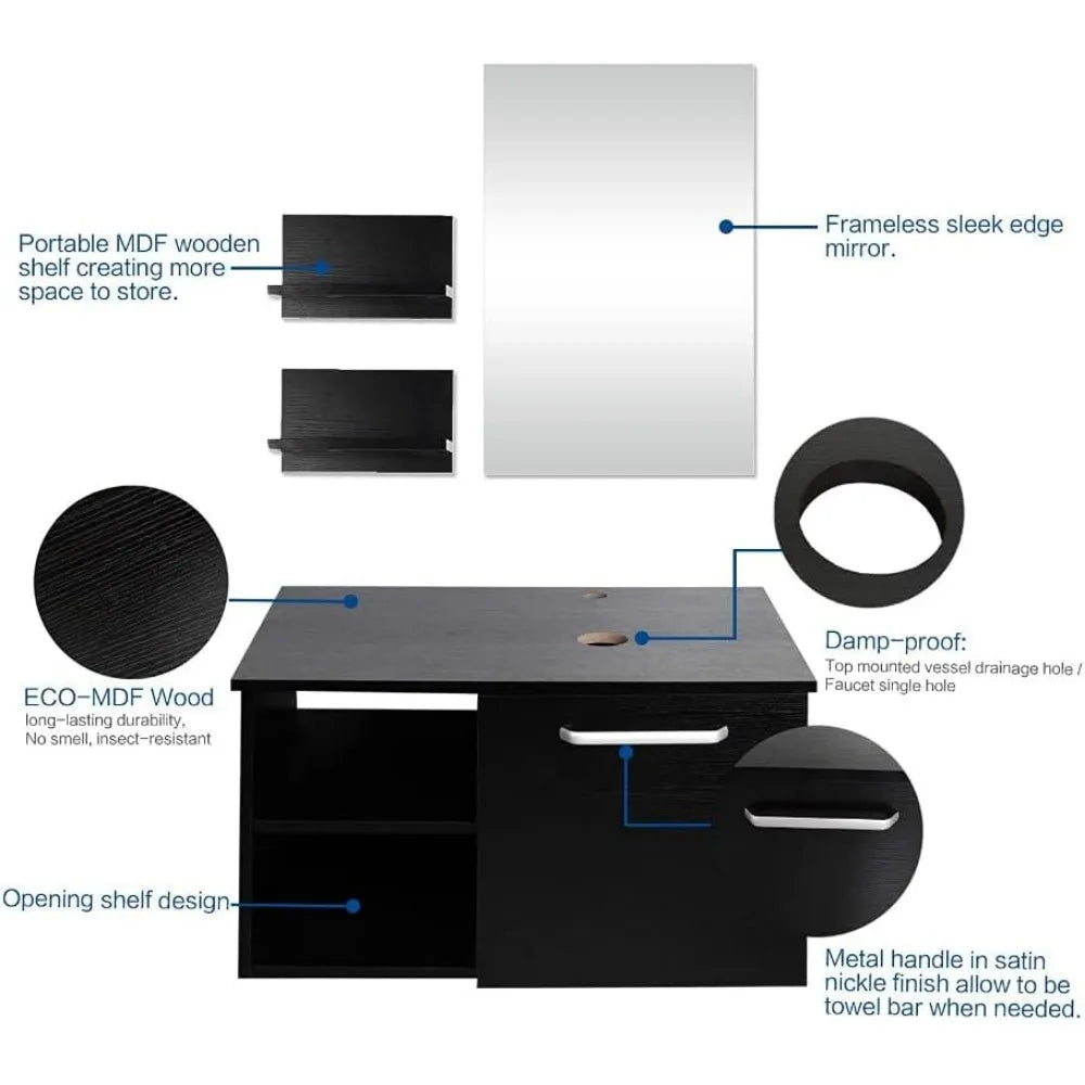 Modern 28" Wall Mounted Bathroom Vanity with Ceramic Sink, Mirror, and Faucet, Full Set