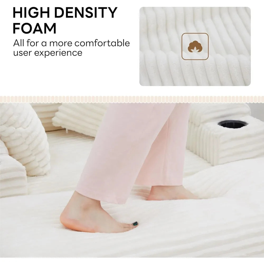 Oversized Chaise Lounge Chair with Cup Holder and Charging Port