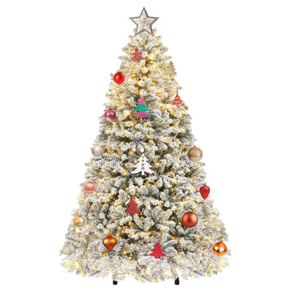 Snow Flocked Artificial Christmas Tree with LED Light and Remote Control