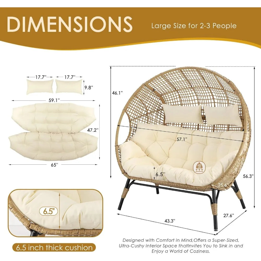 Loveseat Egg Chair with Cushions