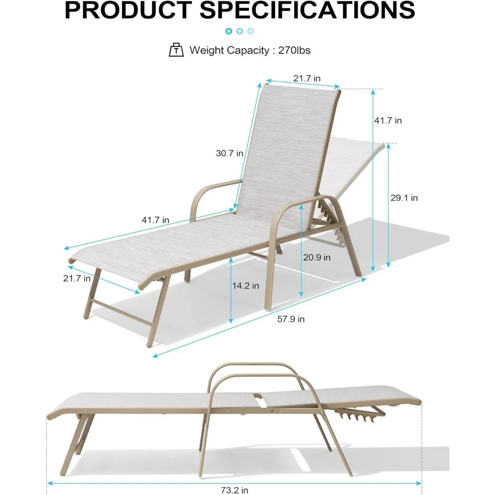 Aluminum Fabric Chaise Lounge Chair