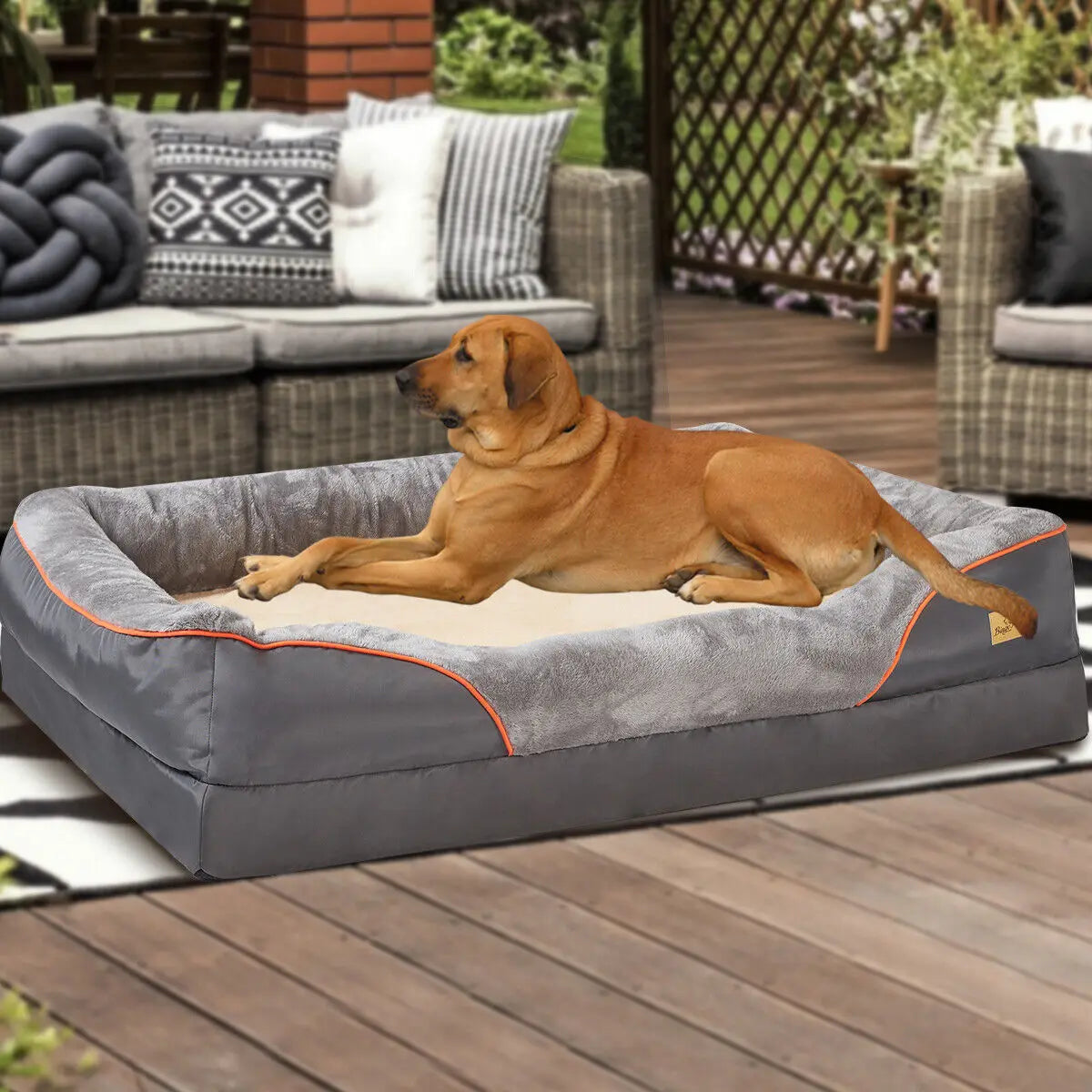 Super Soft Orthopedic Foam Bed with Cotton-padded Bolster and Removable Cover