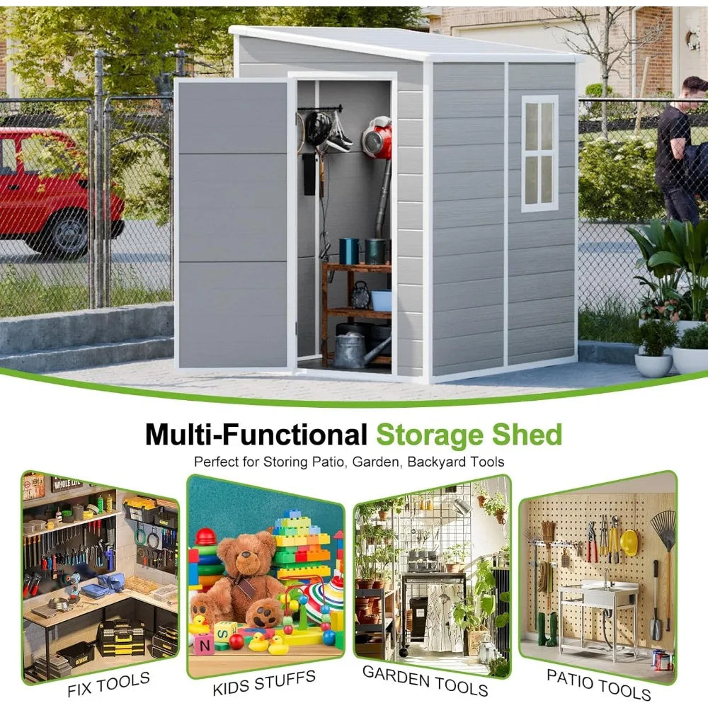 Resin Storage Shed with Vent, Window, Floor, and Lockable Doors
