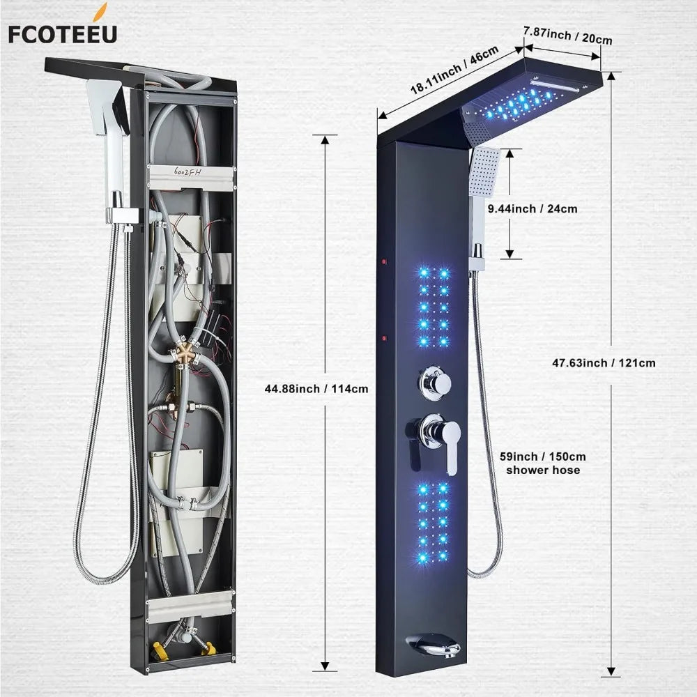 Modern Stainless Steel LED Shower Panel Full System Set