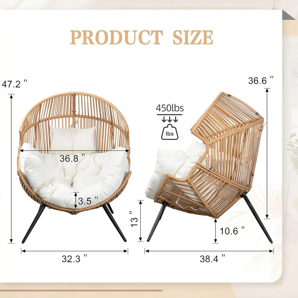 Wicker Egg Chair with Cushions