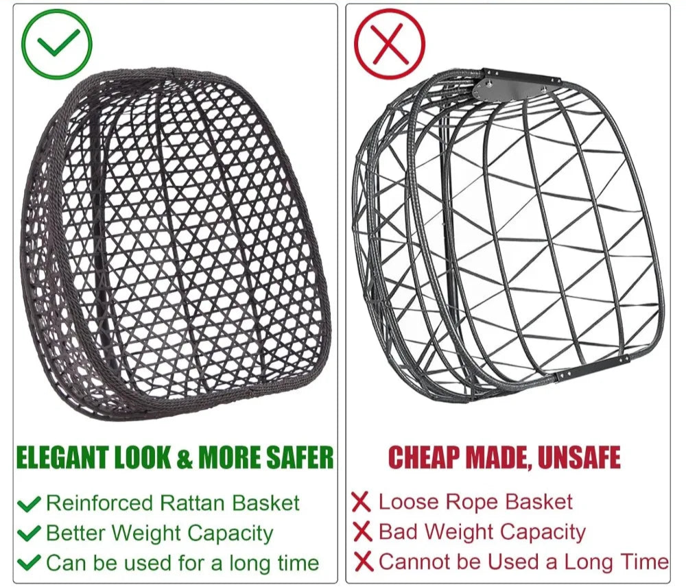 Wicker Hammock Double Swing Chair with Cushions