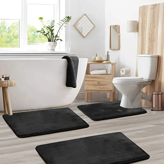 Non-Slip Velvet Bath Mat Set