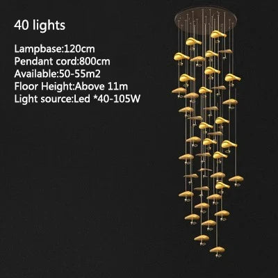 Golden Copper Lotus Leaf Chandelier
