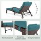 Rattan Wicker Chaise Lounge Chairs with Wheels and Cushions