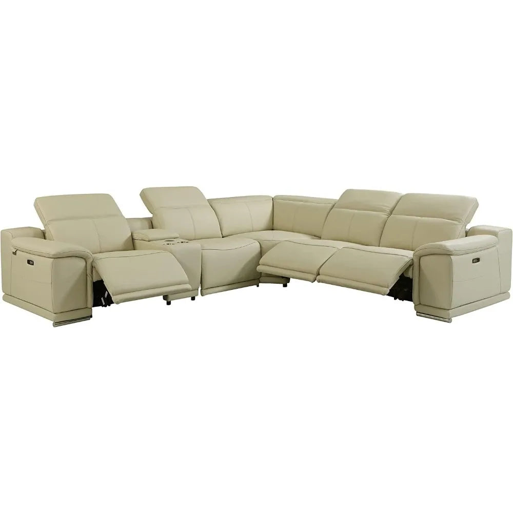 Modern Morocco Italian Leather Sectional Sofa with 3-Power Recliners