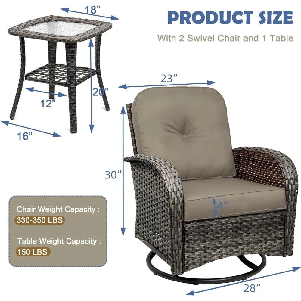 Swivel Rocker Wicker Chair Set