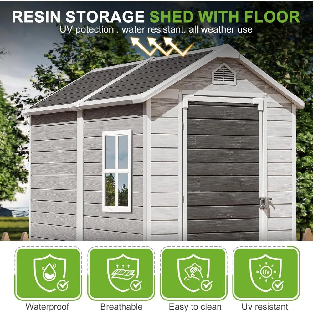 Resin Outdoor Storage Shed with Floors and Window