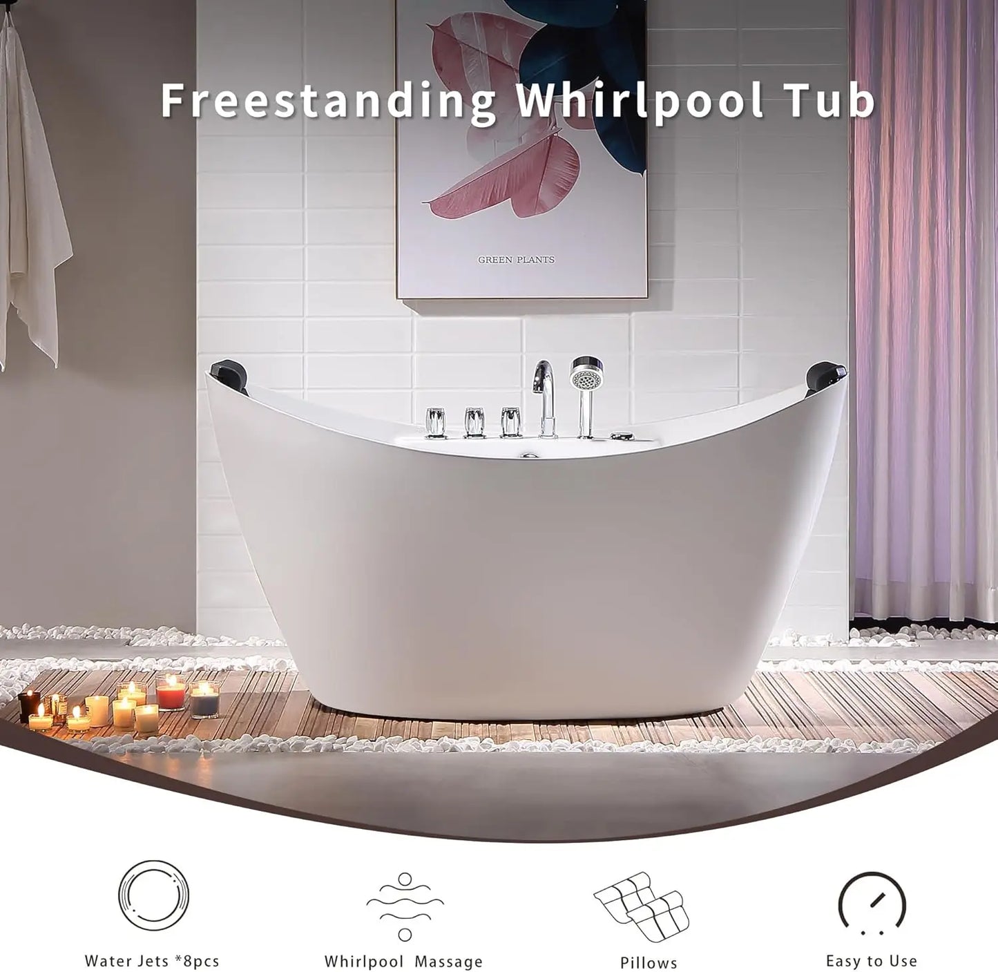 Empava Acrylic Whirlpool Bathtub with Hydromassage