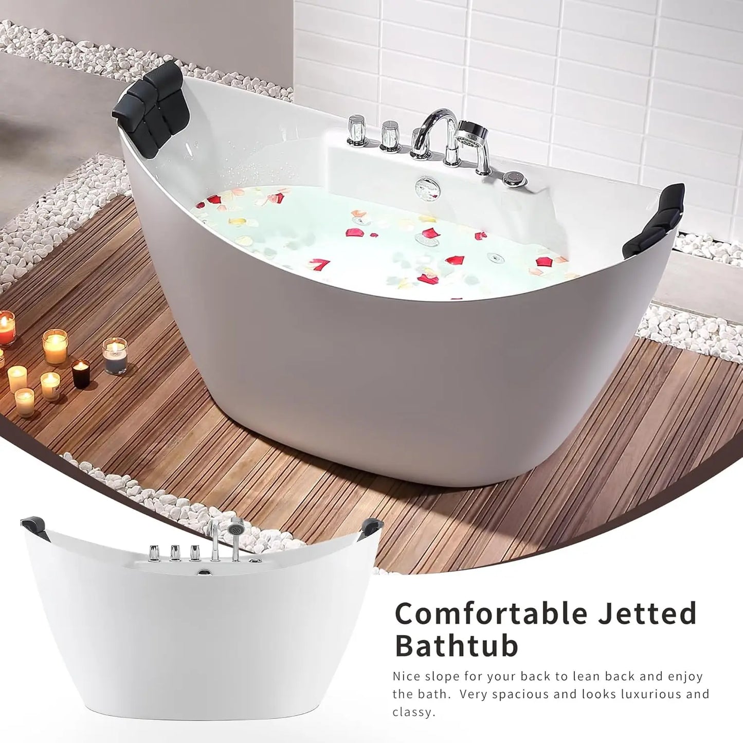 Empava Acrylic Whirlpool Bathtub with Hydromassage