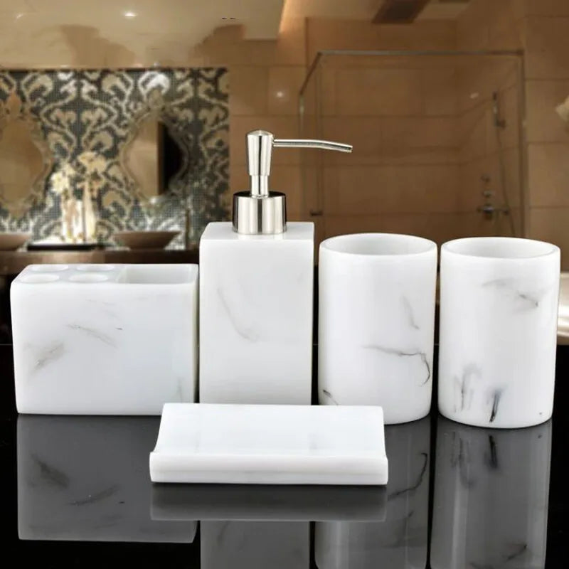 Resin Marble Ink Pattern Bathroom Accessory Set