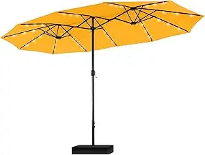 Rectangular Cantilever Patio Umbrella with LED Solar Lights