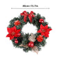 Red Bow, Poinsettia Pine Cone Festive Holiday Wreath