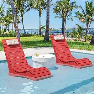 Ergonomic In-Pool Chair Lounger with Pillow Headrest