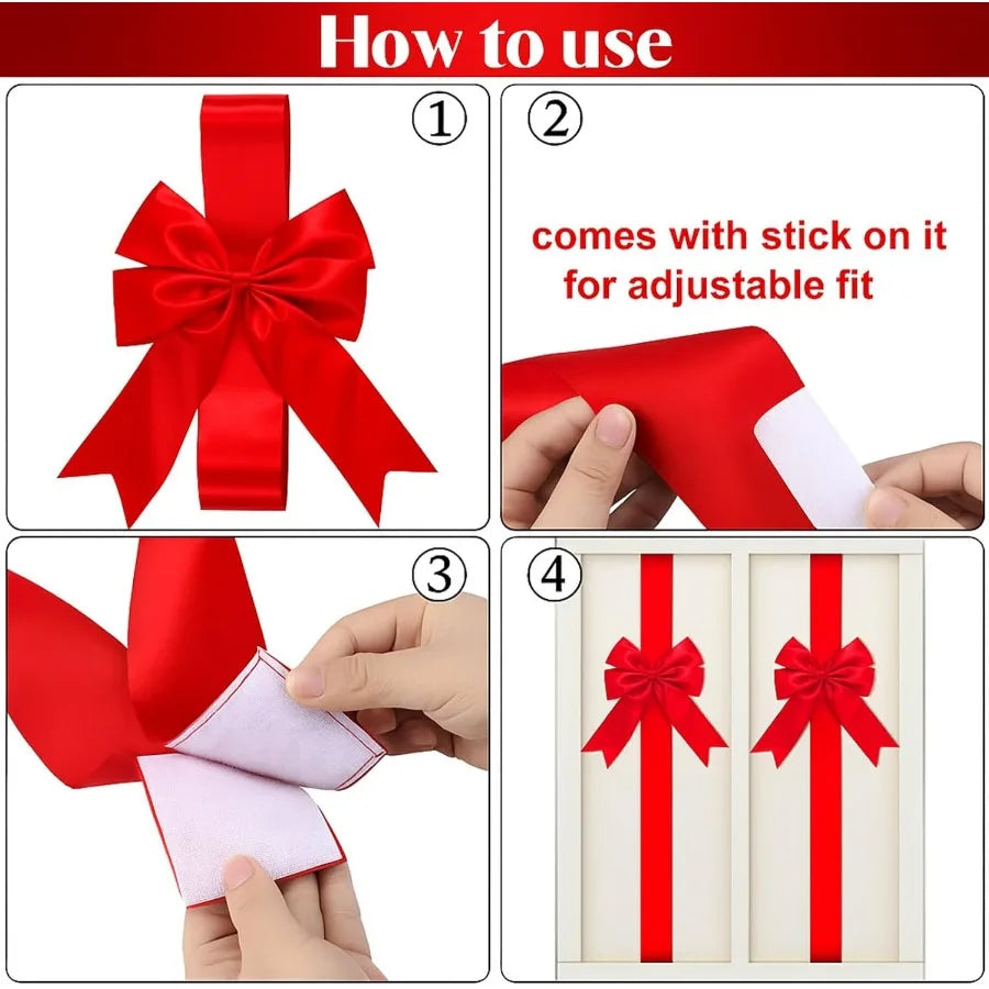 Large Cabinet Door Red Ribbon Bows