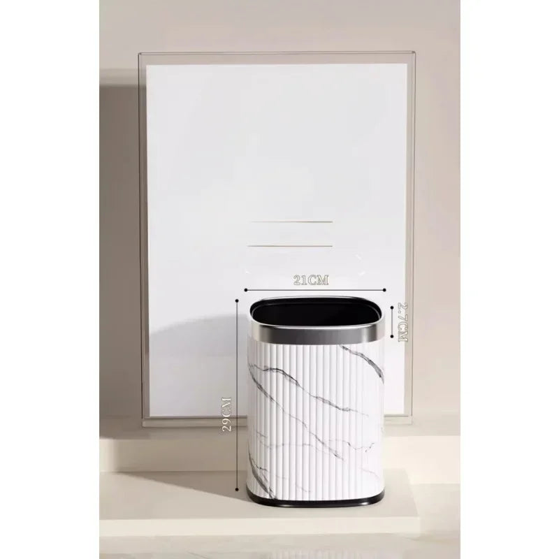 Leather Marble Grain Square Waste Bin