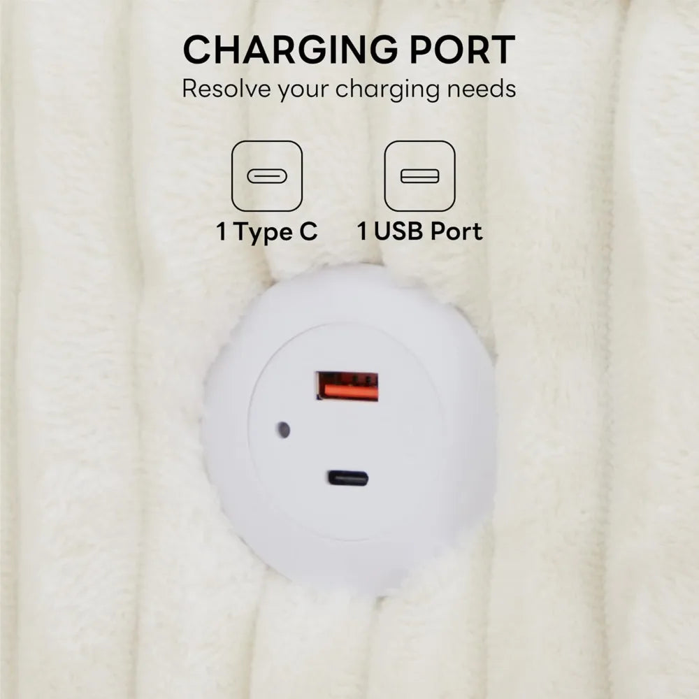 Oversized Chaise Lounge Chair with Cup Holder and Charging Port