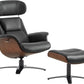 Reclining Leather Swivel Chair with Ottoman