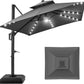 Tier Square Cantilever Patio Umbrella with Solar LED Lights