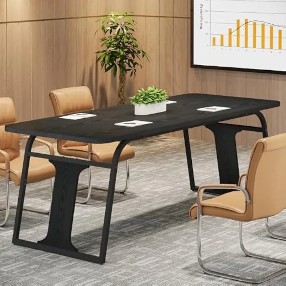 Modern Simple Executive Desk with Sturdy Metal Base