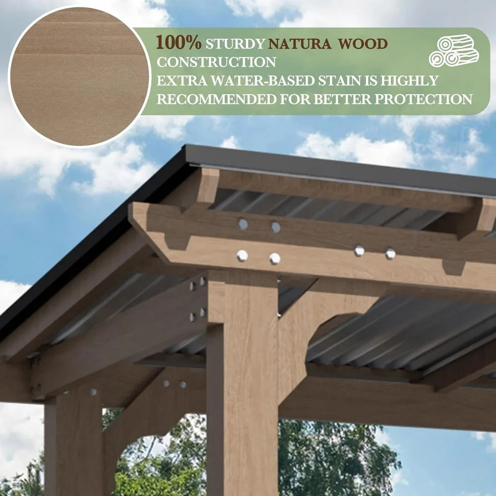 Wooden Grill Gazebo with Sloping Metal Roof