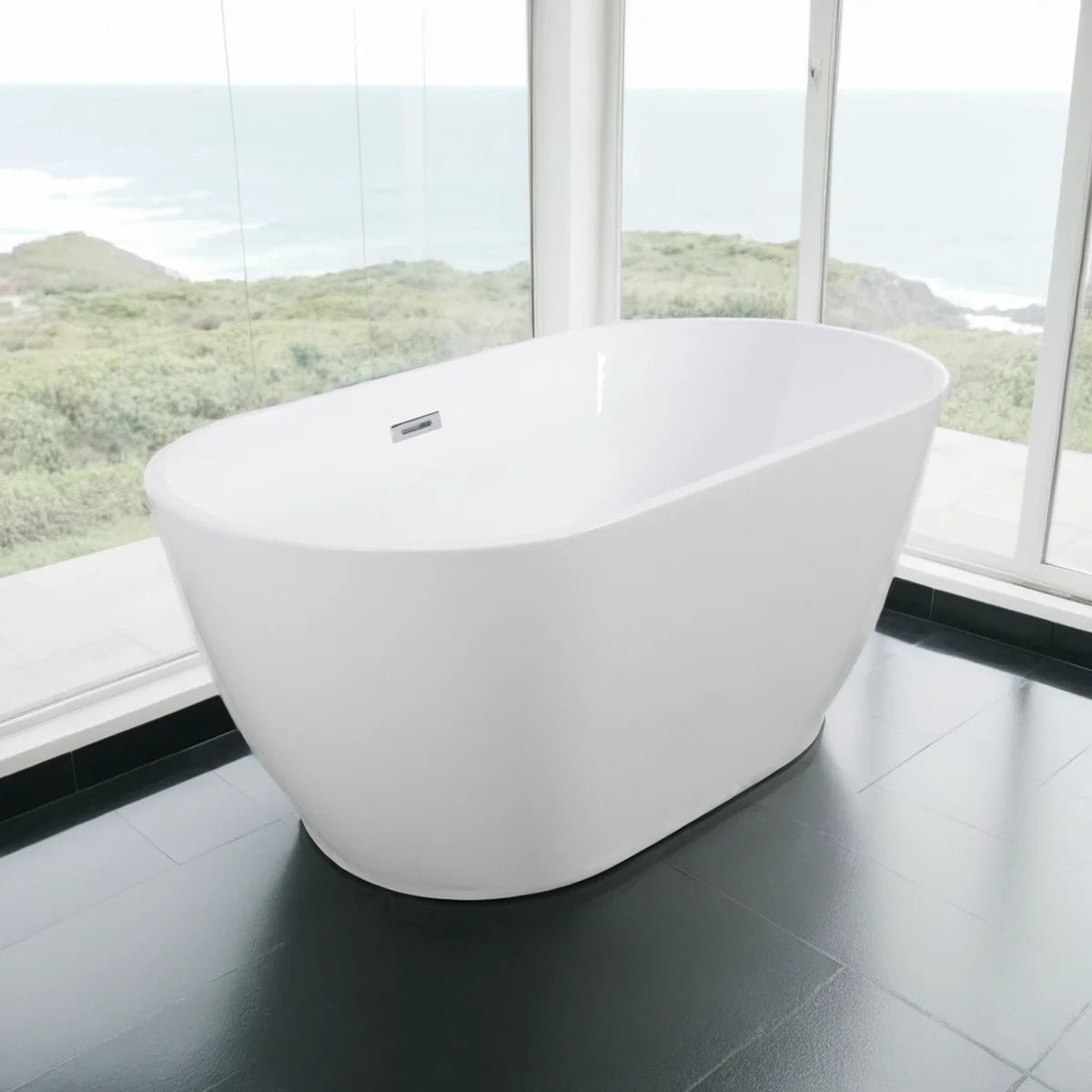 Modern 55" Oval Acrylic Bathtub