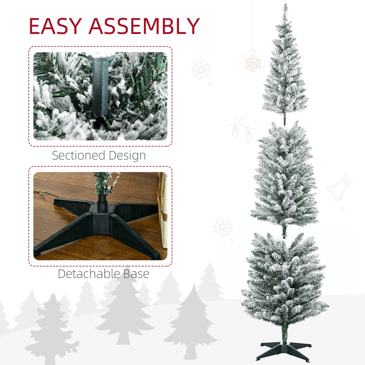 Slim Pencil Artificial Christmas Tree with LED Light