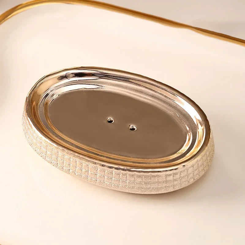 Ceramic Rose Gold Bathroom Accessory Set