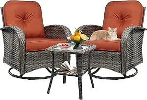 Swivel Rocker Wicker Chair Set