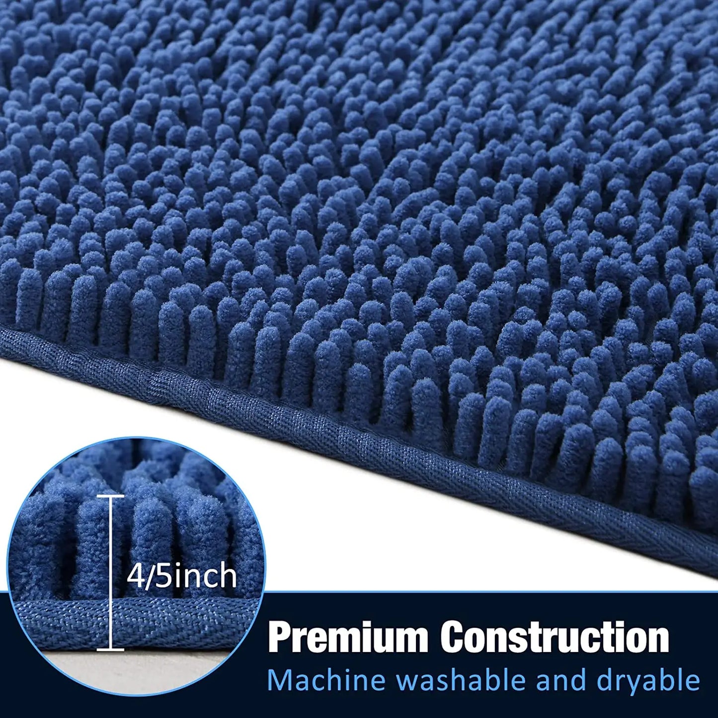 Non-Slip Super Absorbent Smooth Chenille Bath Mat