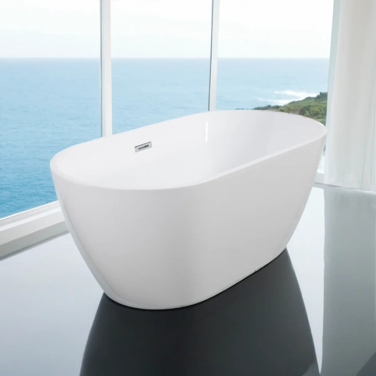 Modern 55" Oval Acrylic Bathtub