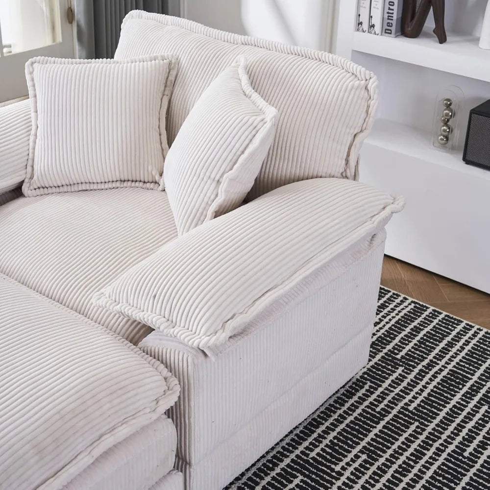 Modern Corduroy Lounge Sleeper with Pillow